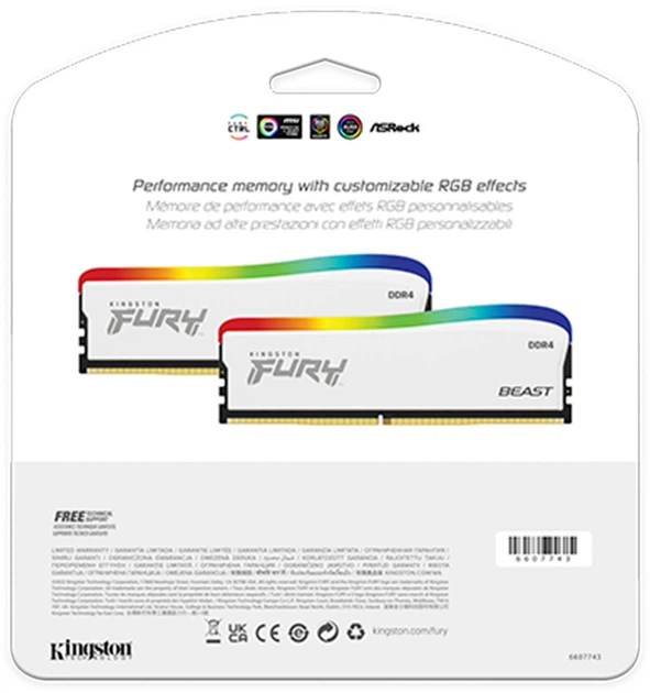 Оперативна пам'ять Kingston Fury DDR4-3600 16384MB PC4-28800 (Kit of 2x8192) Beast RGB Special Edition White (KF436C17BWAK2/16) - зображення 5