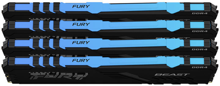 Pamięć Kingston Fury DDR4-3600 131072MB PC4-28800 (Kit of 4x32768) Beast RGB Black (KF436C18BBAK4/128) - obraz 2