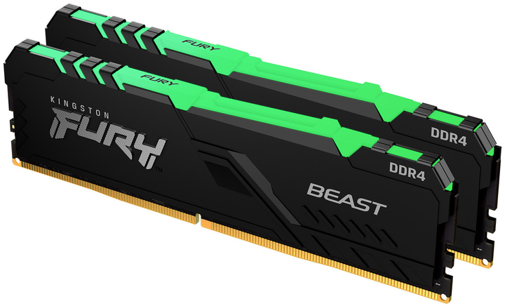 Оперативна пам'ять Kingston Fury DDR4-3733 16384 MB PC4-29864 (Kit of 2x8192) Beast RGB Black (KF437C19BBAK2/16) - зображення 1