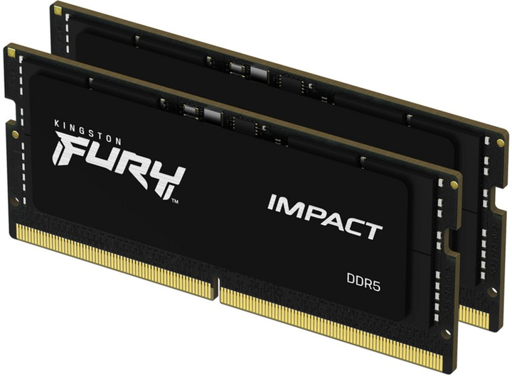 Оперативна пам'ять Kingston Kingston Fury SODIMM DDR5-4800 32768MB PC5-38400 (Kit of 2x16384) Impact Black (KF548S38IBK2-32) - зображення 1
