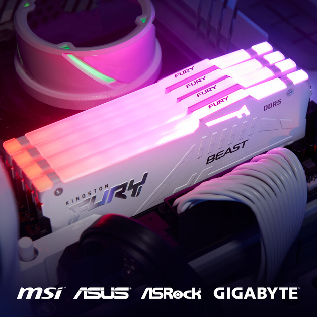 Pamięć Kingston Fury DDR5-5600 32768MB PC5-44800 Beast RGB White (KF556C40BWA-32) - obraz 6