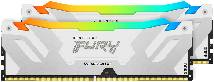 Оперативна пам'ять Kingston FURY DDR5-6800 32768MB PC5-54400 (Kit of 2x16384) Renegade RGB 1Rx8 White (KF568C36RWAK2-32) - зображення 2