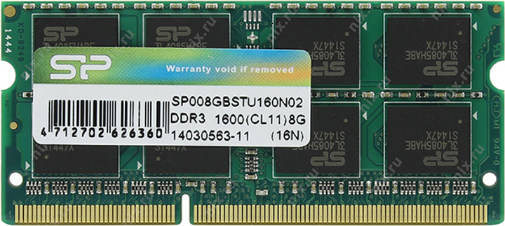 Pamięć Silicon Power SODIMM DDR3-1600 8192MB PC3-12800 (SP008GBSTU160N02) - obraz 1