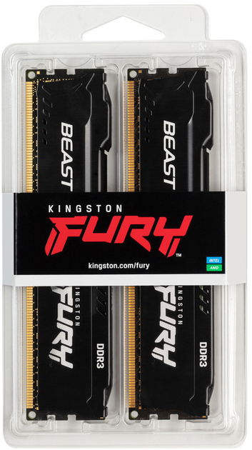 Оперативная память Kingston Fury DDR3-1600 8192MB PC3-12800 (Kit of 2x4096) Beast Black (KF316C10BBK2/8) - изображение 2