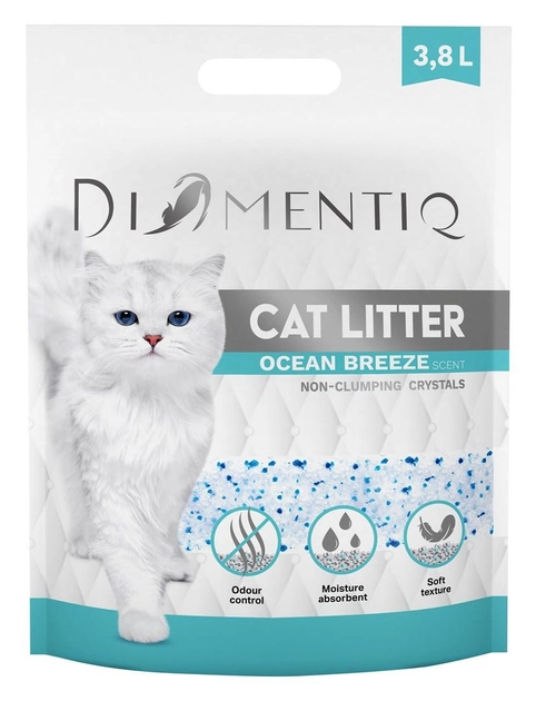 Наповнювач котячий Diamentiq Cat litter Ocean Breeze силіконовий не злипається 3.8 л (DLKDIQZWI0008) - зображення 1