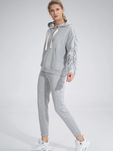 Bluza damska z kapturem kangurka Figl M801 M Szara (5902194407090) - obraz 3