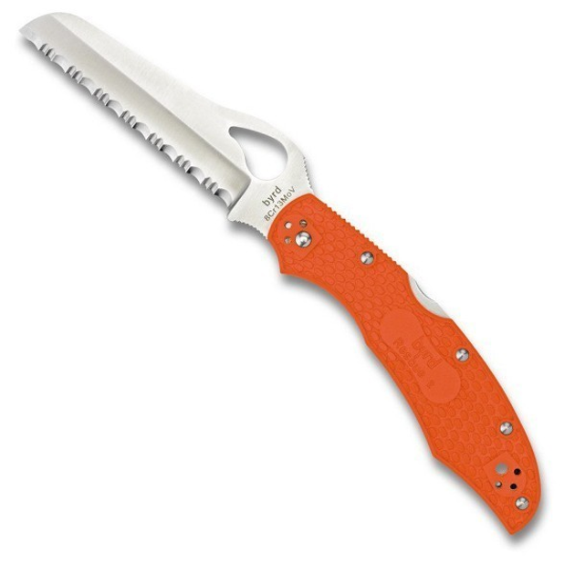 Ніж складальний Spyderco Byrd Large Rescue 2, серрейтор Orange тип замка Back Lock BY17SOR2 - зображення 1