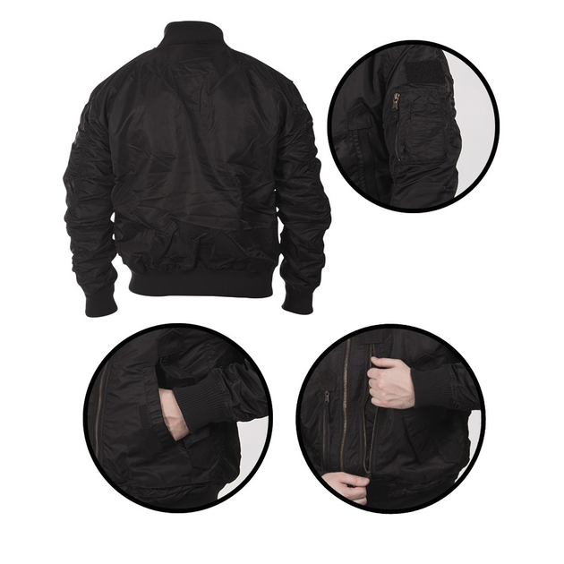 Куртка демісезонна Sturm Mil-Tec US Tactical Flight Jacket Black XL (10404602) - изображение 2