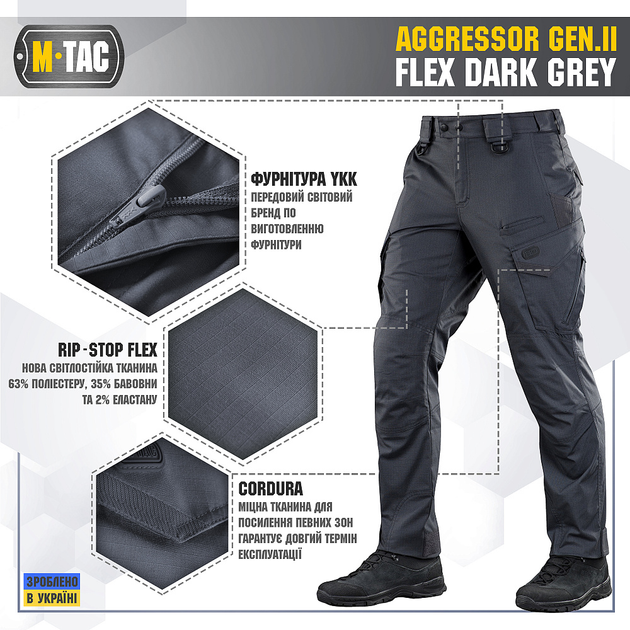 M-Tac брюки Aggressor Gen II Flex Dark Grey 36/36 - изображение 2