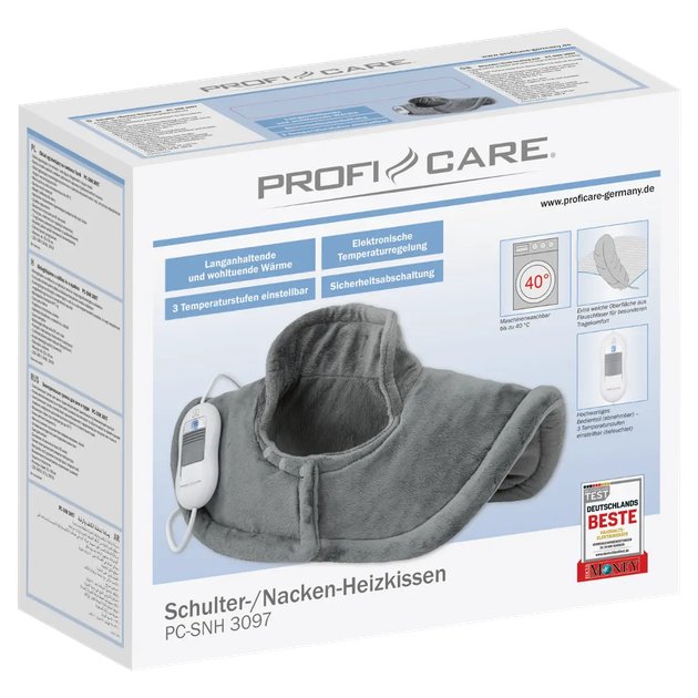 Электрогрелка Profi Care PC-SNH 3097 для шеи и плеч 3 уровня нагрева 100 Вт Grey (53006) - Фото 4 Электрогрелка Profi Care PC-SNH 3097 для шеи и плеч 3 уровня нагрева 100 Вт Grey (53006) - изображение 4