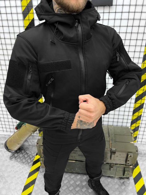 Тактичний костюм SoftShell black розмір XL - зображення 1