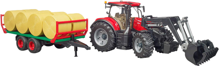 Zestaw Bruder Tractor Case IH Optum 300CVX with front loader and bale transport trailer (4001702031985) - obraz 2