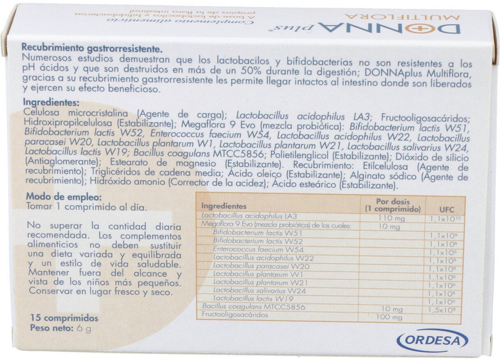 Дієтична добавка DonnaPlus Multiflora 15 таблеток (8426594074555) - зображення 2