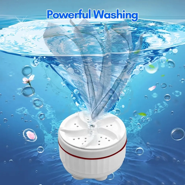 Портативная ультразвуковая стиральная машина мини TURBINE WASH Белый (2918610816714) - изображение 4