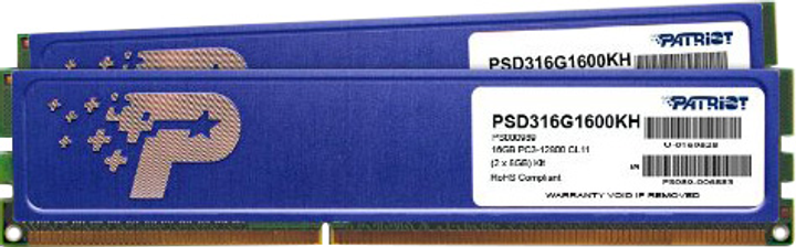 Оперативна пам'ять Patriot DDR3-1600 16384MB PC3-12800 (Kit of 2x8192) Signature Line (PSD316G1600KH) - зображення 1
