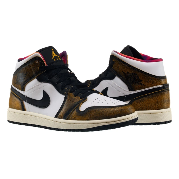 Кроссовки мужские Jordan 1 Mid “Wear Away” 44 Чорно-білий DQ8417-071 - изображение 6
