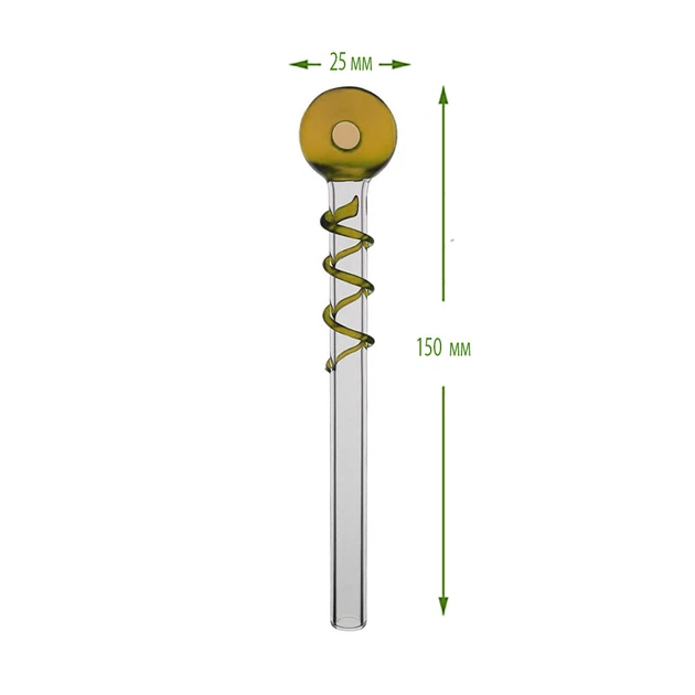 Стеклянная Трубка Для Масел 150 мм "Oil Pipe Spiral Yellow" - Фото 2 Стеклянная Трубка Для Масел 150 мм "Oil Pipe Spiral Yellow" - изображение 2