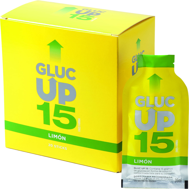 Suplement diety Gluc Up 15 Limon 20 saszetek po 30 ml (8436024610253) - obraz 1