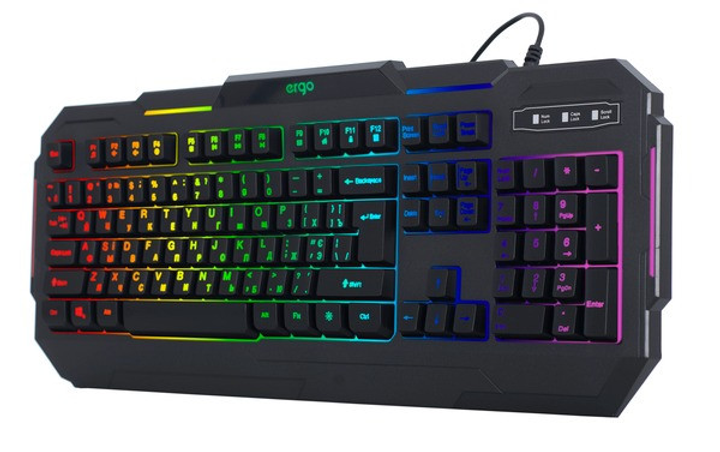 Игровая клавиатура с подсветкой Ergo KB-680 USB light Black. Клавиатура Эрго для ПК с RGB подсветкой клавиш - изображение 3