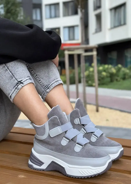 Кроссовки женские No brand С347 зимние серые на липучках 38 24.5 см - Фото 1 Кроссовки женские No brand С347 зимние серые на липучках 38 24.5 см - изображение 1