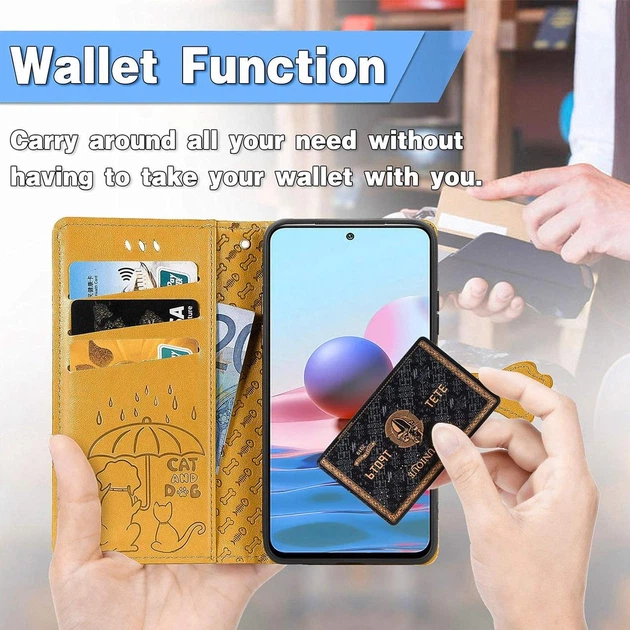 Чехол Embossed Cat and Dog для Xiaomi Poco X3 / X3 Pro книжка кожа PU с визитницей желтый - Фото 5 Чехол Embossed Cat and Dog для Xiaomi Poco X3 / X3 Pro книжка кожа PU с визитницей желтый - изображение 5