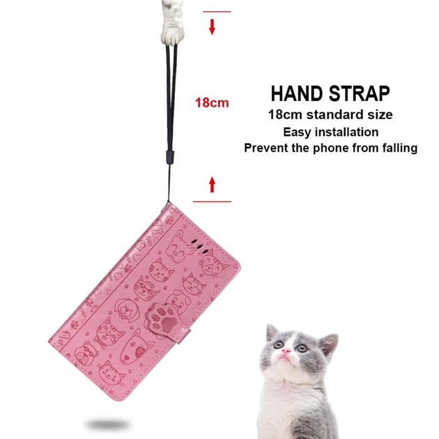 Чехол Embossed Cat and Dog для Samsung Galaxy S10 / G973 книжка кожа PU с визитницей розовый - Фото 6 Чехол Embossed Cat and Dog для Samsung Galaxy S10 / G973 книжка кожа PU с визитницей розовый - изображение 6