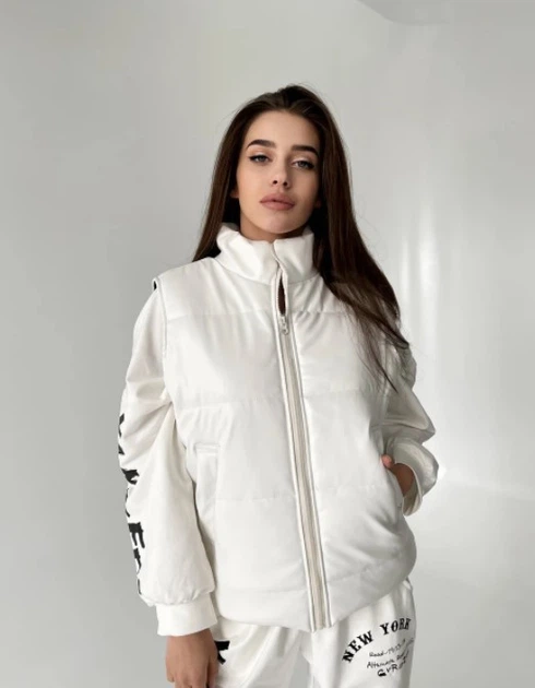 Женский теплый жилет из эко кожи KML 0027 XL (50-52) Белый ( 0027/2 C ) - изображение 2