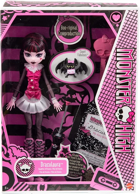 Лялька Монстер Хай Дракулаура базова з вихованцем Monster High