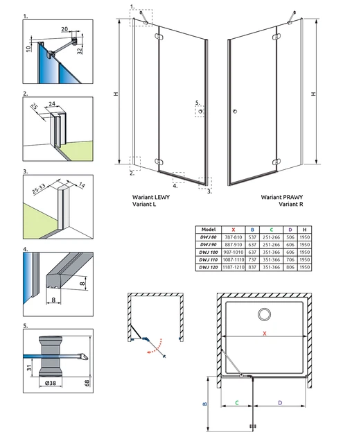 Душевая кабина RADAWAY Torrenta DWJ 110 L (131940-01-01) - изображение 3