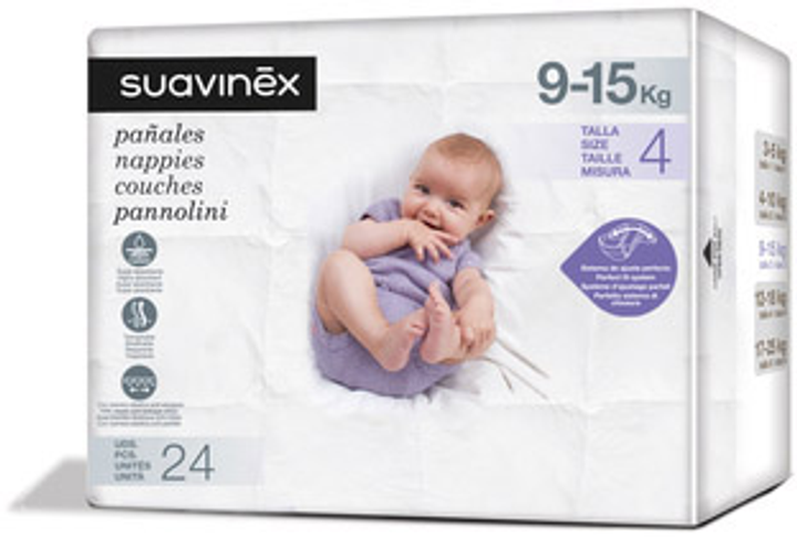 Pieluchy Suavinex 9-15 kg 24 szt. Rozmiar 4 (8426420012102) - obraz 1