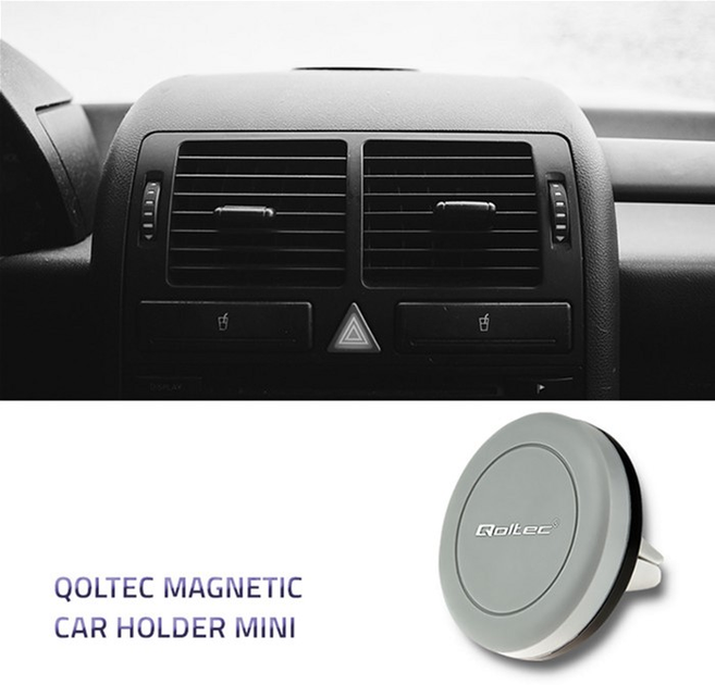 Uchwyt samochodowy Qoltec Mini uniwersalny magnetyczny na kratkę wentylacyjną Czarno-szary (5901878512273) - obraz 6
