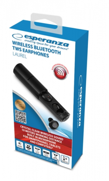 Słuchawki Esperanza TWS EH227K Earphones Laurel Czarny (5901299958308) - obraz 5