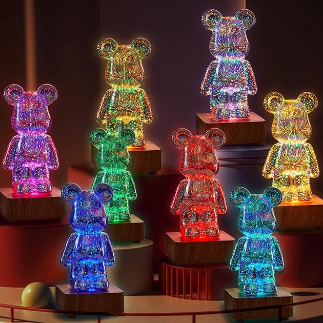 3D лампа Хрустальный Мишка Фейерверк Медведь Bearbick декоративный