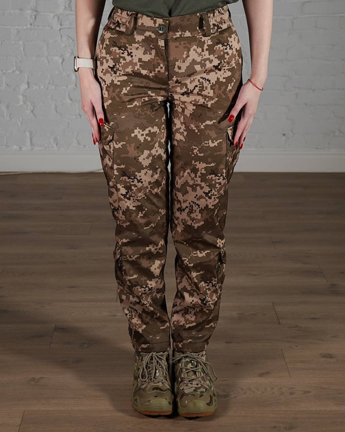 Женские военные штаны тактические SoftShell трехслойные осень/зима р. XL Пиксель - изображение 1