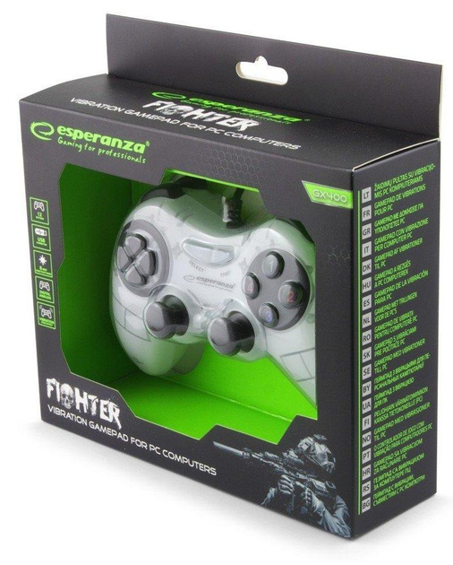 Przewodowy gamepad Esperanza Fighter PC Biały (EGG105W) - obraz 4