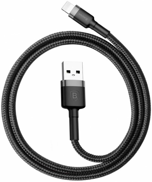 Kabel Baseus Cafule Cable Lightning - USB 1.0 m 2 A Czarny (CALKLF-BG1) - obraz 1