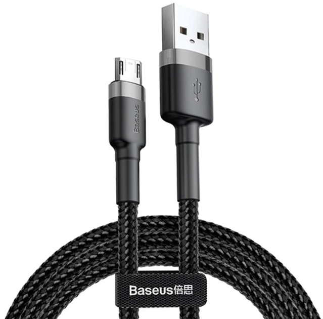 Кабель Baseus Cafule Cable USB for Micro 1.5A 2.0 м Grey/Black (CAMKLF-CG1) - зображення 1