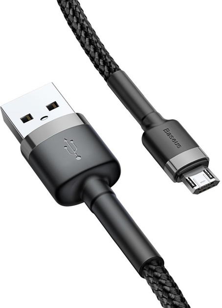 Кабель Baseus Cafule Cable USB for Micro 1.5A 2.0 м Grey/Black (CAMKLF-CG1) - зображення 2