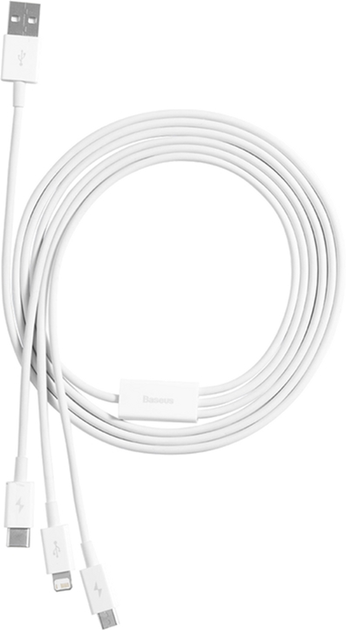 Кабель Baseus Superior Series USB до M+L+C 3.5A 1.5 м White (CAMLTYS-02) - зображення 1