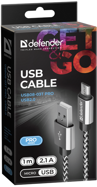 Kabel Defender USB08-03T Pro USB 2.0 AM-MicroBM 1 m Biały (4714033878036) - obraz 3