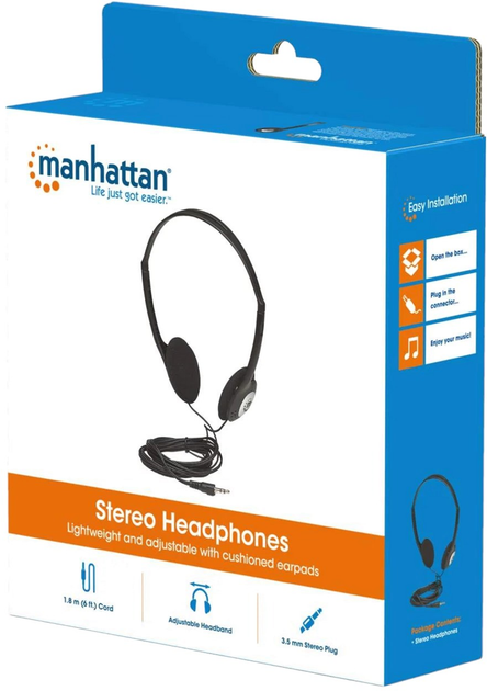 Słuchawki Manhattan Stereo Headphones Czarny (0766623177481) - obraz 4