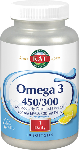 Suplement diety KAL Omega 3 450-300 60 pereł (0021245846406) - obraz 1