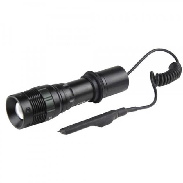 Фонарь Bailong светодиодный аккумуляторный подствольный с зумом для охоты тактический с выносной кнопкой под ружье Чёрный (Q8455) - изображение 1