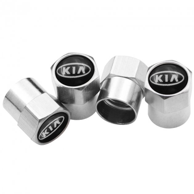 Набор колпачков на ниппель для автомобиля KIA 4шт цвет Серый (98659 ...