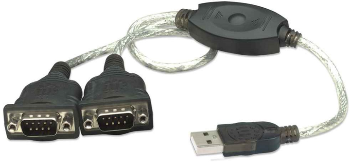 Перехідник Manhattan USB A - 2 x COM (RS232) 45 см (766623205153) - зображення 1