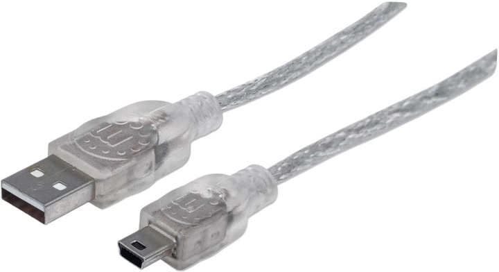 Kabel Manhattan USB 2.0 AM-mini 5PM 1.8 m Srebrny (766623333412) - obraz 1
