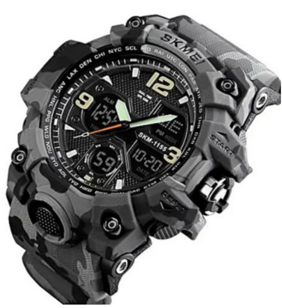 Наручные мужские часы Skmei 1155BCMGY с подсветкой 5 АТМ Grey Camo (7_01098) - изображение 3