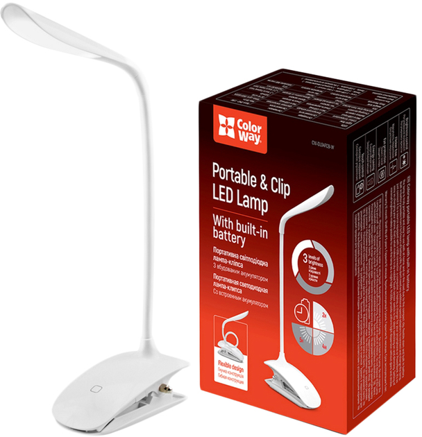 Lampa stołowa ColorWay LED SMD 1.5 W LED White (CW-DL04FCB-W) - obraz 6