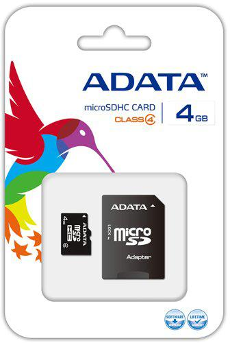 Karta pamięci ADATA microSDHC 4GB Class4 + SD-adapter (AUSDH4GCL4-RA1) - obraz 2