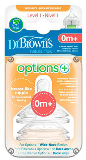 Соски для пляшечок Dr. Brown's Options Tetina Nivel 1 2 шт (72239317587) - зображення 1